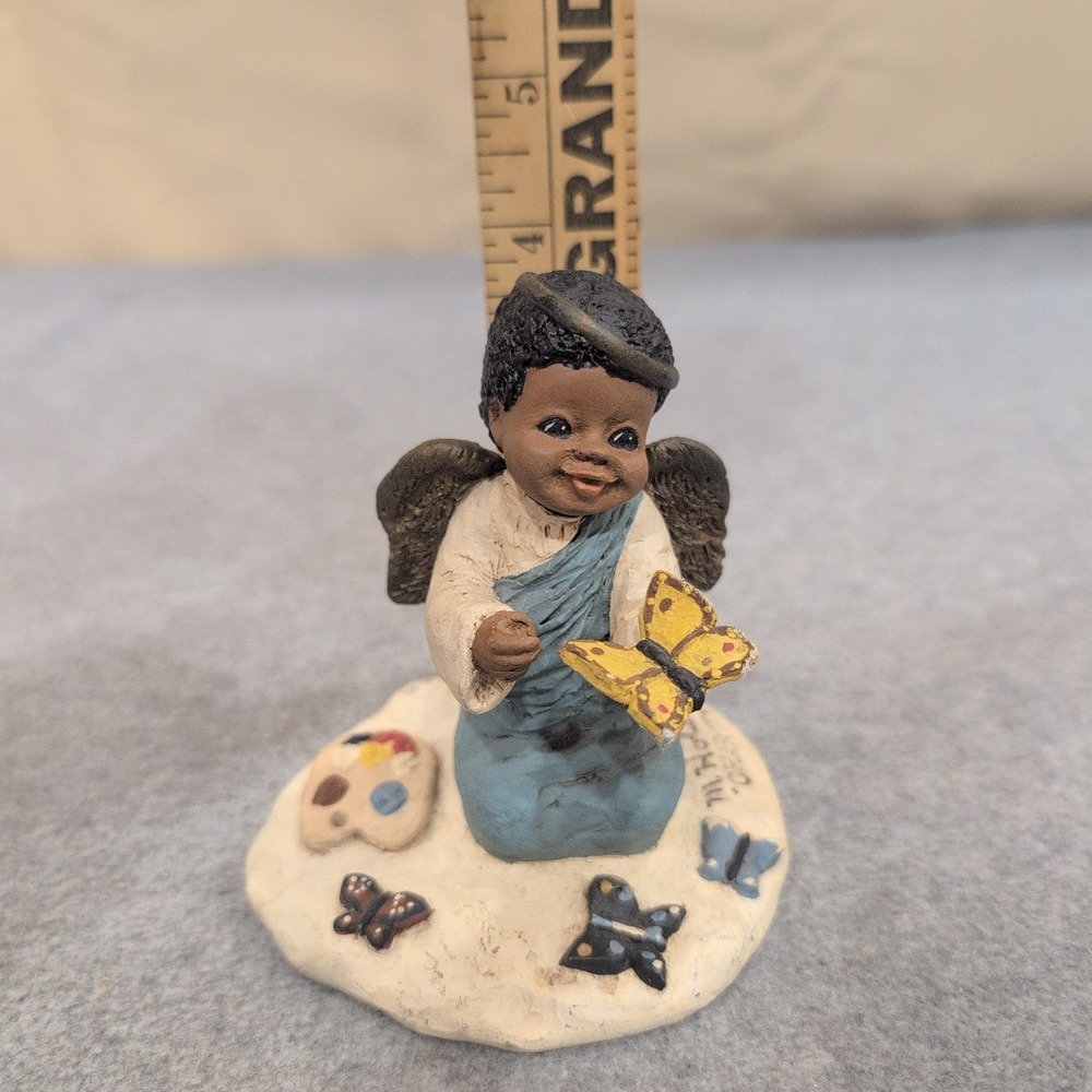 Martha Holcombe God Is Love Charity Black Angel Figurine Butterfly 1987 Vintage - Picture 2 of 6